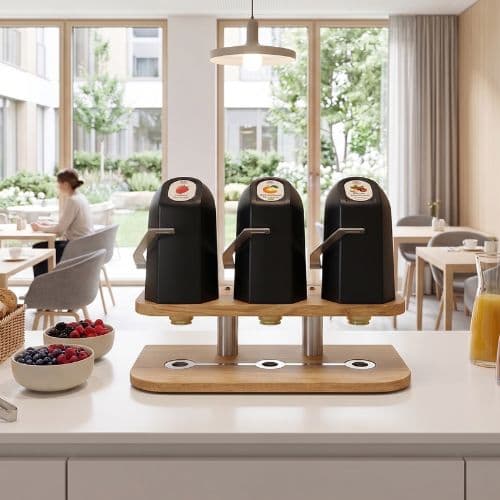 3-taps TastyJam dispenser op het ontbijtbuffet